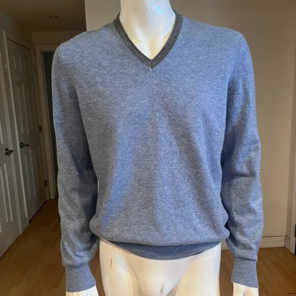 MENS BRUNELLO CUCINELLI CONTRAST CASMHERE SWEATER SZ 50 / LARGE - Picture 1 of 7